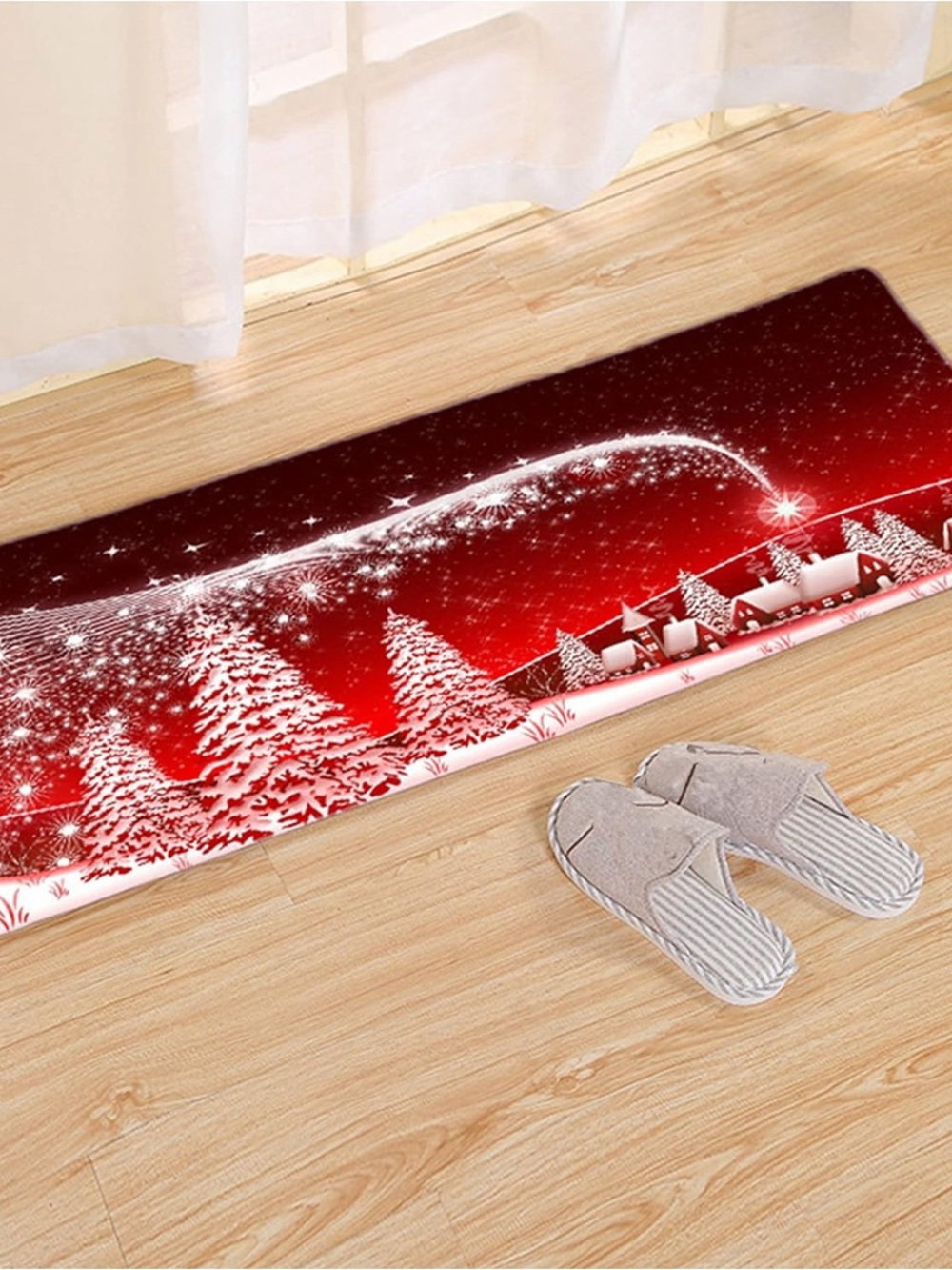 Soft Area Carpet 70.8"x24" for Living Room Holidays Snow White Anti- Slip